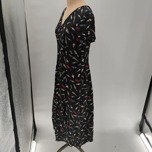 BANANA REPUBLIC midi DRESS vintage umbrellas novelty print made in hong kong - Picture 6 of 13